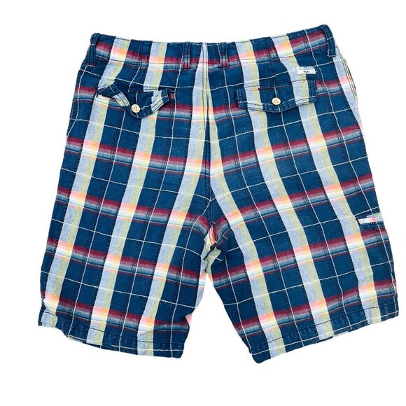 Tommy Bahama Relax Men’s Size 33 Blue Plaid Linen Blend Shorts - Picture 2 of 6